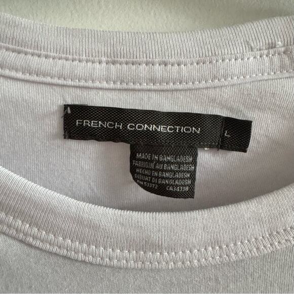 French Connection White Black Bull Embroidered Short Sleeve Crew Neck Tee sz L - Picture 4 of 5